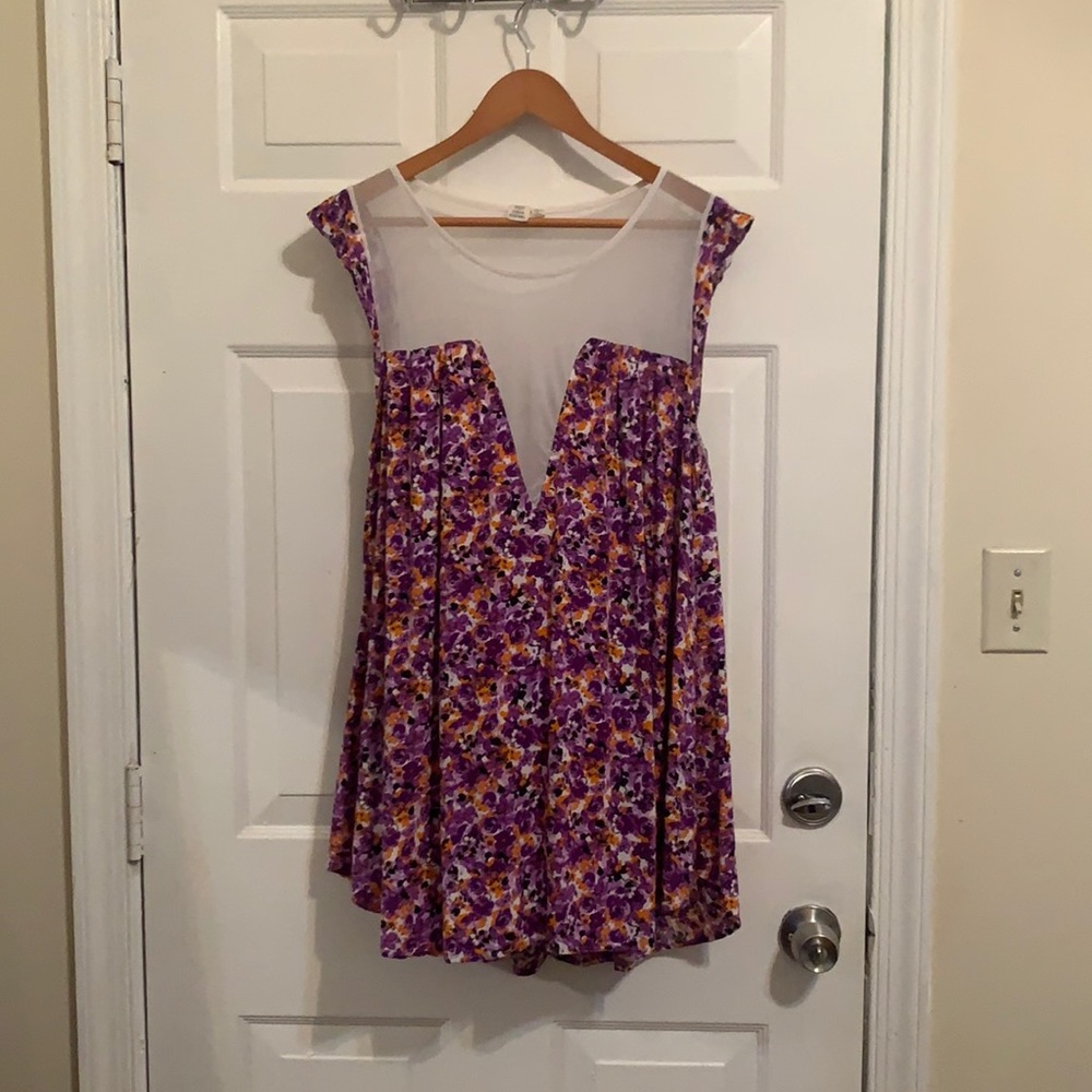 Urban Renewal Floral Dress with Mesh Paneling